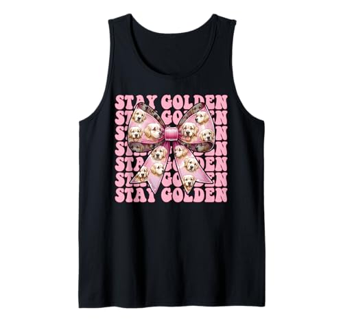 Stay Golden Retriever Hund Mädchen Mama Kokette Schleife Tank Top von Womens Coquette Bow Golden Retriever Dog Gifts
