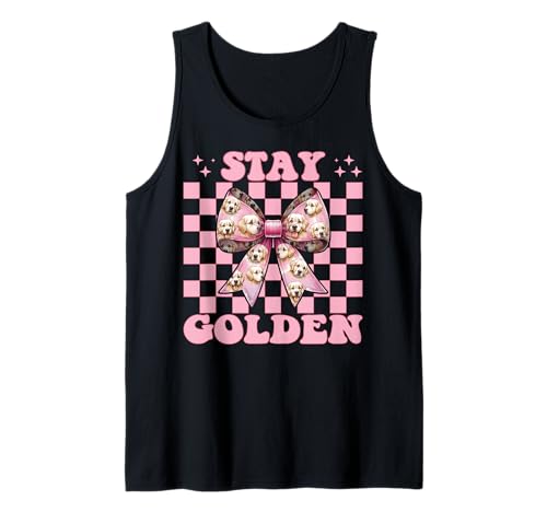 Stay Golden Retriever Hund Mädchen Mama Kokette Schleife Tank Top von Womens Coquette Bow Golden Retriever Dog Gifts