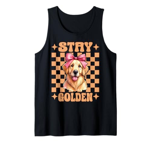 Stay Golden Retriever Hund Mädchen Mama Kokette Schleife Tank Top von Womens Coquette Bow Golden Retriever Dog Gifts