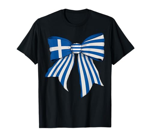 Griechenland Griechische Flagge Mädchen Kokette Schleife Band T-Shirt von Womens Coquette Bow Greece Heritage Flag Gifts