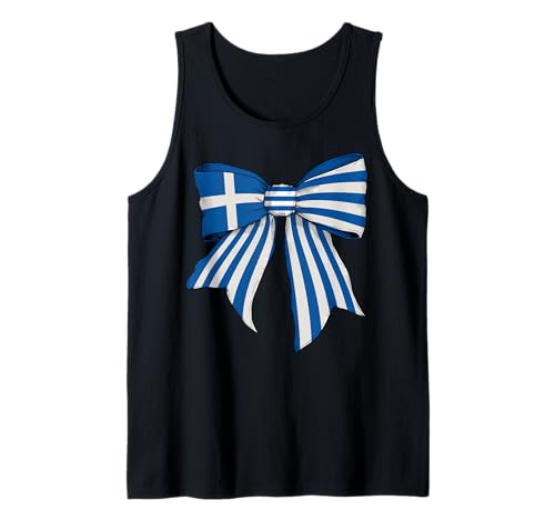 Griechenland Griechische Flagge Mädchen Kokette Schleife Band Tank Top Griechenland Griechische Flagge Mädchen Kokette Schleife Band Tank Top von Womens Coquette Bow Greece Heritage Flag Gifts