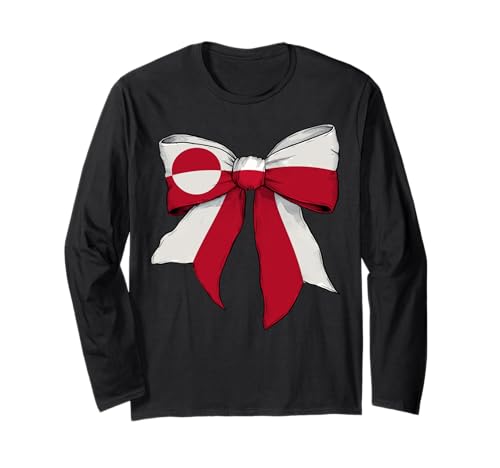 Grönland Grönländer Pride Flagge Mädchen Kokette Schleife Band Langarmshirt Grönland Grönländer Pride Flagge Mädchen Kokette Schleife Band Langarmshirt von Womens Coquette Bow Greenland Heritage Flag Gifts