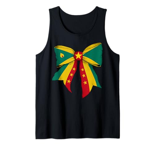Kokettenschleifenband mit Grenada-Flagge für Mädchen Tank Top von Womens Coquette Bow Grenada Heritage Flag Gifts