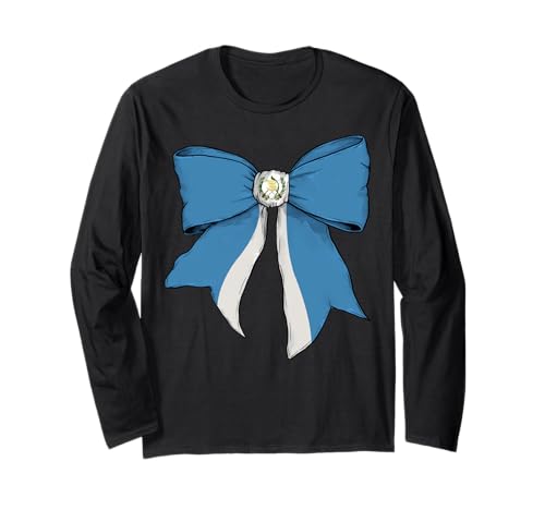 Guatemala Guatemaltekische Stolz Flagge Mädchen Kokette Schleife Band Langarmshirt von Womens Coquette Bow Guatemala Heritage Flag Gifts