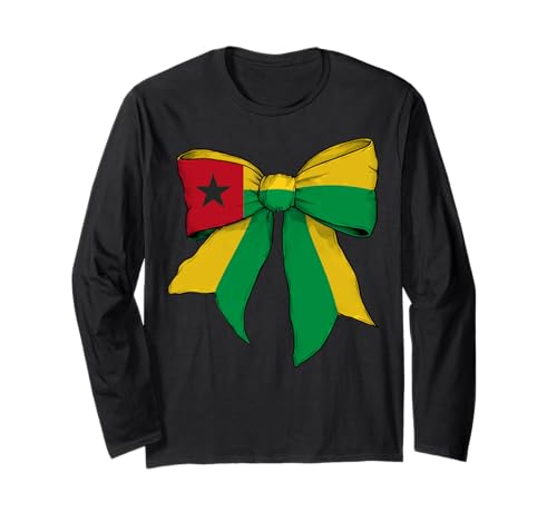 Guinea-Bissau Guinea-Bissauan Pride Flag Coquette Bow für Mädchen Langarmshirt von Womens Coquette Bow Guinea-Bissau Heritage Gifts