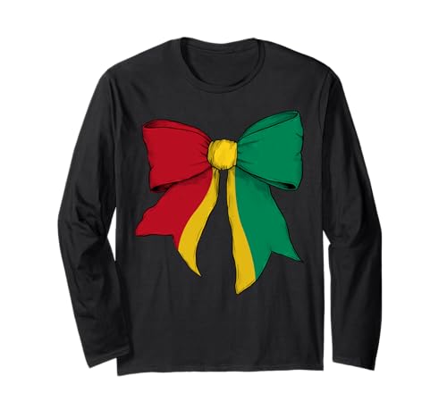 Guinea Guinea Pride Flag Girl Coquette Bow Ribbon Langarmshirt Guinea Guinea Pride Flag Girl Coquette Bow Ribbon Langarmshirt von Womens Coquette Bow Guinea Heritage Flag Gifts
