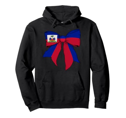 Kokettenschleifenband mit haitianischer Flagge für Mädchen Pullover Hoodie von Womens Coquette Bow Haiti Heritage Flag Gifts