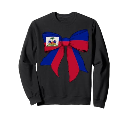Kokettenschleifenband mit haitianischer Flagge für Mädchen Sweatshirt von Womens Coquette Bow Haiti Heritage Flag Gifts