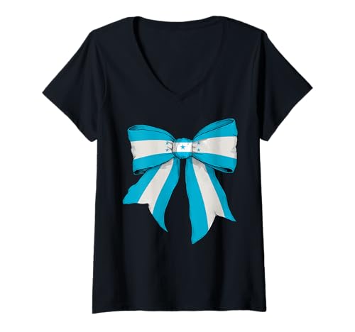 Damen Kokettenschleifenband mit honduranischer Flagge für Mädchen T-Shirt mit V-Ausschnitt Damen Kokettenschleifenband mit honduranischer Flagge für Mädchen T-Shirt mit V-Ausschnitt von Womens Coquette Bow Honduras Heritage Flag Gifts
