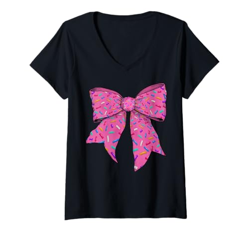 Damen Ice Cream Sprinkles Erdbeerrosa Kokettenschleife für Mädchen T-Shirt mit V-Ausschnitt Damen Ice Cream Sprinkles Erdbeerrosa Kokettenschleife für Mädchen T-Shirt mit V-Ausschnitt von Womens Coquette Bow Ice Cream Strawberry Gifts