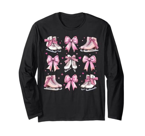 Eislaufen Eiskunstlauf Eiskunstlauf Mädchen Kokette Schleife Rosa Langarmshirt Eislaufen Eiskunstlauf Eiskunstlauf Mädchen Kokette Schleife Rosa Langarmshirt von Womens Coquette Bow Ice Skating Ice Skater Gifts