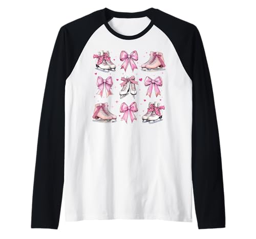 Eislaufen Eiskunstlauf Eiskunstlauf Mädchen Kokette Schleife Rosa Raglan Eislaufen Eiskunstlauf Eiskunstlauf Mädchen Kokette Schleife Rosa Raglan von Womens Coquette Bow Ice Skating Ice Skater Gifts