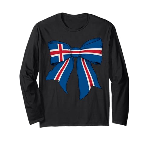 Isländischer Stolz, Flagge, Mädchen, Kokette mit Schleife Langarmshirt Isländischer Stolz, Flagge, Mädchen, Kokette mit Schleife Langarmshirt von Womens Coquette Bow Iceland Heritage Flag Gifts