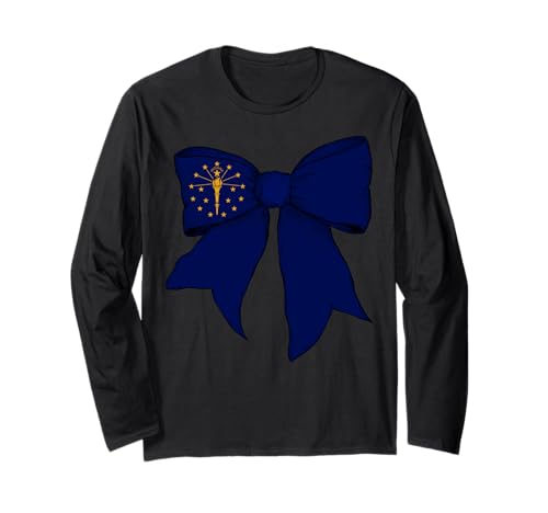 Kokettenschleifenband mit Flagge des Bundesstaates Indiana für Mädchen Langarmshirt Kokettenschleifenband mit Flagge des Bundesstaates Indiana für Mädchen Langarmshirt von Womens Coquette Bow Indiana Heritage Flag Gifts