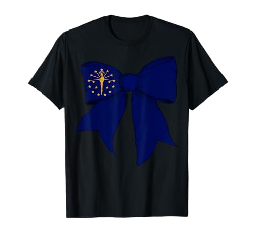 Kokettenschleifenband mit Flagge des Bundesstaates Indiana für Mädchen T-Shirt Kokettenschleifenband mit Flagge des Bundesstaates Indiana für Mädchen T-Shirt von Womens Coquette Bow Indiana Heritage Flag Gifts