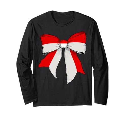 Indonesien Indonesische Flagge Mädchen Kokette Schleife Band Langarmshirt Indonesien Indonesische Flagge Mädchen Kokette Schleife Band Langarmshirt von Womens Coquette Bow Indonesia Heritage Flag Gifts