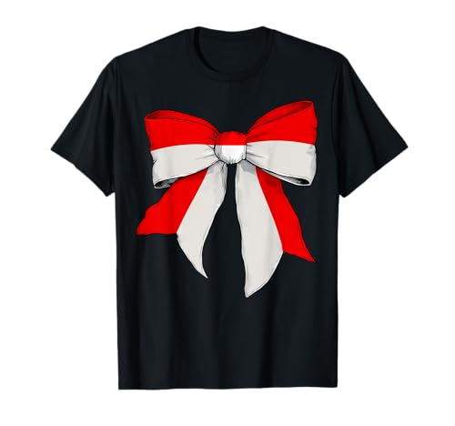 Indonesien Indonesische Flagge Mädchen Kokette Schleife Band T-Shirt Indonesien Indonesische Flagge Mädchen Kokette Schleife Band T-Shirt von Womens Coquette Bow Indonesia Heritage Flag Gifts