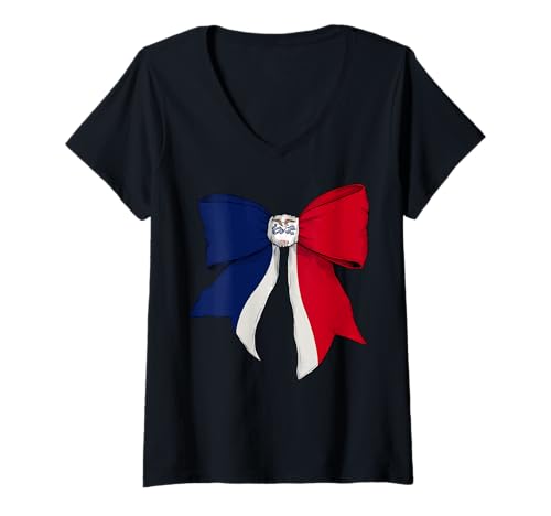 Damen Iowa Schleifenband mit Staatsflagge für Mädchen T-Shirt mit V-Ausschnitt Damen Iowa Schleifenband mit Staatsflagge für Mädchen T-Shirt mit V-Ausschnitt von Womens Coquette Bow Iowa Heritage Flag Gifts