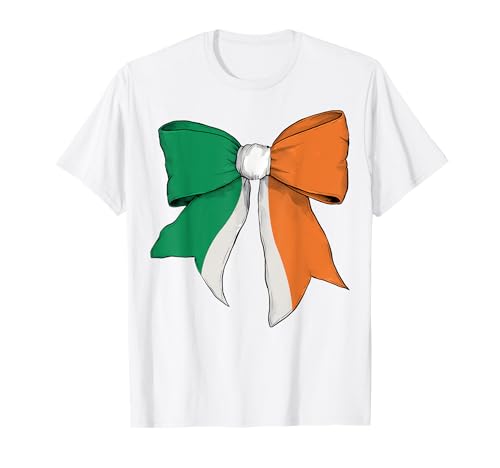 Irland Irische Flagge Mädchen Kokette Schleife Band T-Shirt Irland Irische Flagge Mädchen Kokette Schleife Band T-Shirt von Womens Coquette Bow Ireland Heritage Flag Gifts