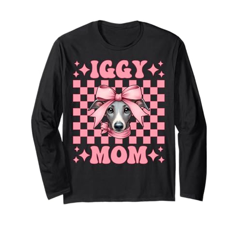 Iggy Mom Italienischer Windhund Mama Hund Muttertag Langarmshirt von Womens Coquette Bow Italian Greyhound Dog Gifts