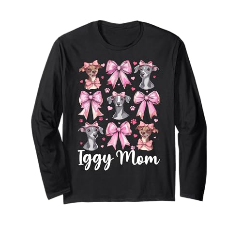 Iggy Mom Italienischer Windhund Mama Hund Muttertag Langarmshirt von Womens Coquette Bow Italian Greyhound Dog Gifts