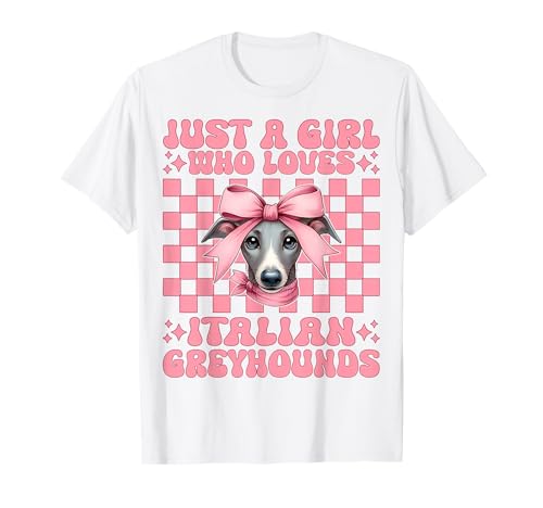 Nur EIN Mädchen, das italienische Windhunde liebt Iggy Coquette Bow T-Shirt von Womens Coquette Bow Italian Greyhound Dog Gifts
