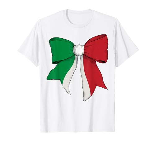 Italienisches Schleifenband mit Italienischer Flagge für Mädchen T-Shirt Italienisches Schleifenband mit Italienischer Flagge für Mädchen T-Shirt von Womens Coquette Bow Italy Heritage Flag Gifts