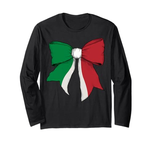 Italienisches Schleifenband mit italienischer Flagge für Mädchen Langarmshirt von Womens Coquette Bow Italy Heritage Flag Gifts