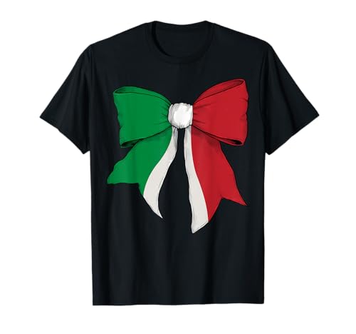 Italienisches Schleifenband mit italienischer Flagge für Mädchen T-Shirt von Womens Coquette Bow Italy Heritage Flag Gifts