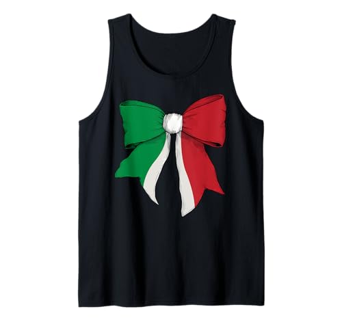 Italienisches Schleifenband mit italienischer Flagge für Mädchen Tank Top von Womens Coquette Bow Italy Heritage Flag Gifts