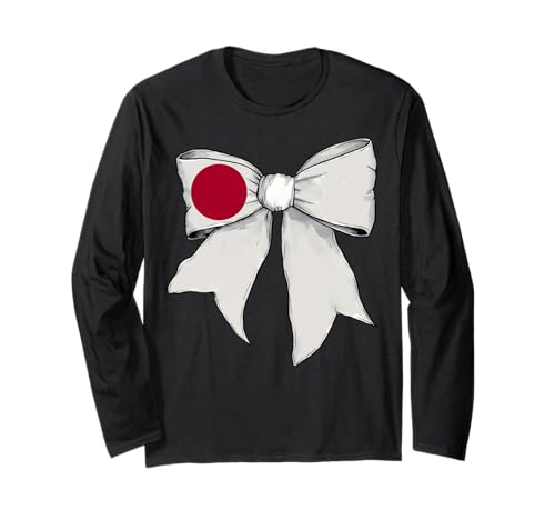 Japanische Flagge Mädchen Kokette Schleife Band Langarmshirt von Womens Coquette Bow Japan Heritage Flag Gifts
