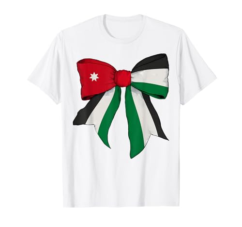 Jordanien Jordanien Pride Flag Girl Coquette Schleife Band T-Shirt von Womens Coquette Bow Jordan Heritage Flag Gifts
