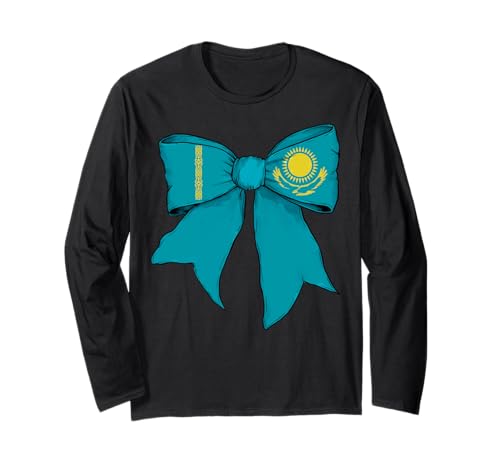 Kasachstan Kasachstan Kasachstan Pride Flag Girl Coquette Bow Ribbon Langarmshirt Kasachstan Kasachstan Kasachstan Pride Flag Girl Coquette Bow Ribbon Langarmshirt von Womens Coquette Bow Kazakhstan Heritage Flag Gifts