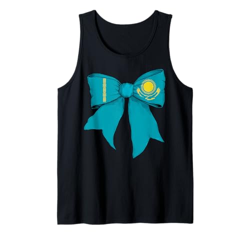Kasachstan Kasachstan Kasachstan Pride Flag Girl Coquette Bow Ribbon Tank Top von Womens Coquette Bow Kazakhstan Heritage Flag Gifts