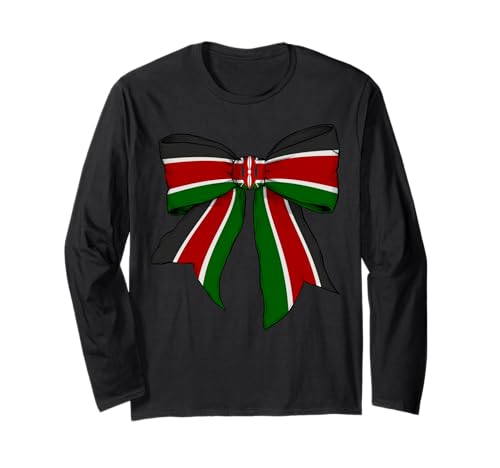 Kenia Kenia Pride Flag Girl Coquette Bow Ribbon Langarmshirt Kenia Kenia Pride Flag Girl Coquette Bow Ribbon Langarmshirt von Womens Coquette Bow Kenya Heritage Flag Gifts