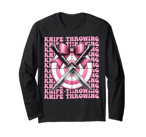 Messer Wurfmesser Werfer Mädchen Kokette Schleife Rosa Langarmshirt von Womens Coquette Bow Knife Throwing Thrower Gifts