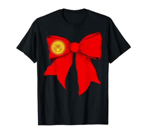 Kirgisistan Kirgisische Stolz Flagge Mädchen Kokette Schleife Band T-Shirt Kirgisistan Kirgisische Stolz Flagge Mädchen Kokette Schleife Band T-Shirt von Womens Coquette Bow Kyrgyzstan Heritage Flag Gifts