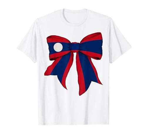 Laos Laotische Flagge Mädchen Kokette Schleife Band T-Shirt Laos Laotische Flagge Mädchen Kokette Schleife Band T-Shirt von Womens Coquette Bow Laos Heritage Flag Gifts