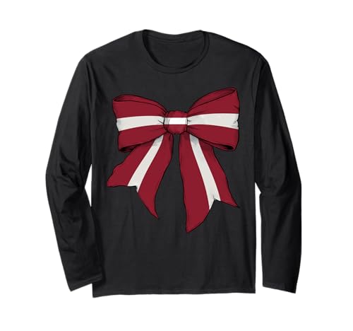 Lettland Lettische Stolz Flagge Mädchen Kokette Schleife Band Langarmshirt Lettland Lettische Stolz Flagge Mädchen Kokette Schleife Band Langarmshirt von Womens Coquette Bow Latvia Heritage Flag Gifts