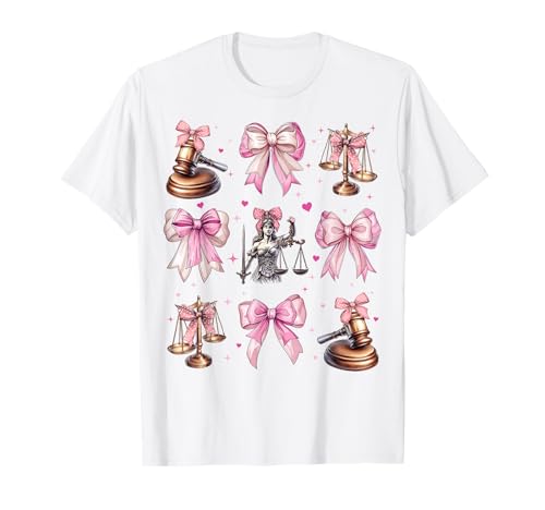 Lawyer Advocate Scales of Justice, Mädchen, Kokette, Schleife, rosa, Mama T-Shirt von Womens Coquette Bow Law School Graduation Gifts