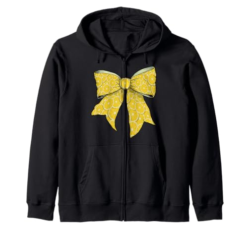 Zitronenscheibe mit gelbem Muster für Mädchen mit Schleife Kapuzenjacke Zitronenscheibe mit gelbem Muster für Mädchen mit Schleife Kapuzenjacke von Womens Coquette Bow Lemon Slice Gifts