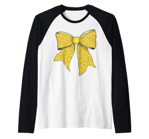 Zitronenscheibe mit gelbem Muster für Mädchen mit Schleife Raglan Zitronenscheibe mit gelbem Muster für Mädchen mit Schleife Raglan von Womens Coquette Bow Lemon Slice Gifts