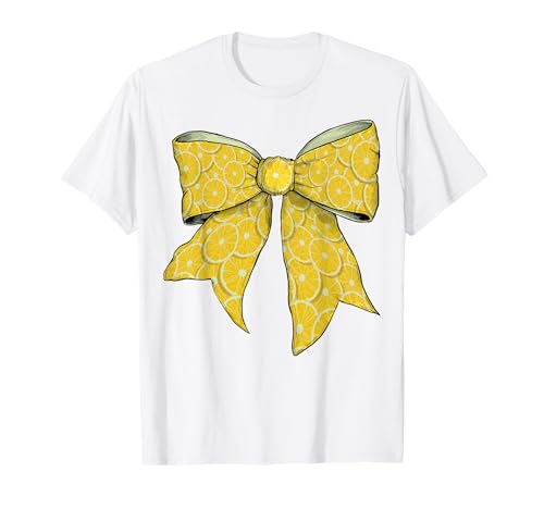 Zitronenscheibe mit gelbem Muster für Mädchen mit Schleife T-Shirt Zitronenscheibe mit gelbem Muster für Mädchen mit Schleife T-Shirt von Womens Coquette Bow Lemon Slice Gifts