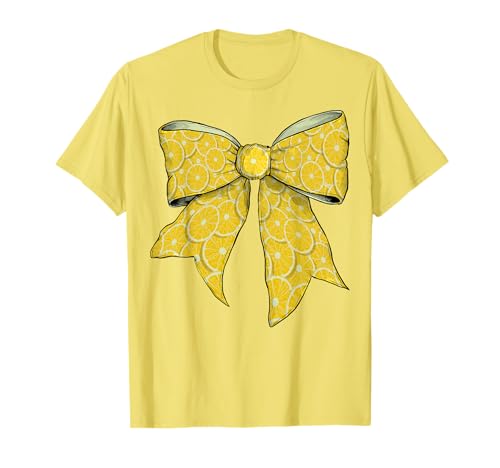 Zitronenscheibe mit gelbem Muster für Mädchen mit Schleife T-Shirt Zitronenscheibe mit gelbem Muster für Mädchen mit Schleife T-Shirt von Womens Coquette Bow Lemon Slice Gifts