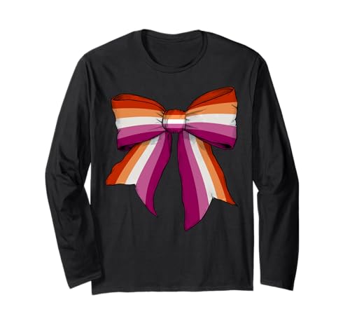 Lesbian Pride Flag LGBTQ Girl Coquette Bow Langarmshirt Lesbian Pride Flag LGBTQ Girl Coquette Bow Langarmshirt von Womens Coquette Bow Lesbian Pride LGBTQ Gifts