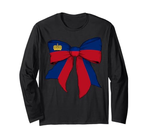 Liechtenstein Liechtensteiner Stolz Flagge Mädchen Kokette Schleife Langarmshirt Liechtenstein Liechtensteiner Stolz Flagge Mädchen Kokette Schleife Langarmshirt von Womens Coquette Bow Liechtenstein Heritage Gifts
