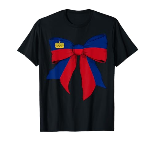 Liechtenstein Liechtensteiner Stolz Flagge Mädchen Kokette Schleife T-Shirt Liechtenstein Liechtensteiner Stolz Flagge Mädchen Kokette Schleife T-Shirt von Womens Coquette Bow Liechtenstein Heritage Gifts