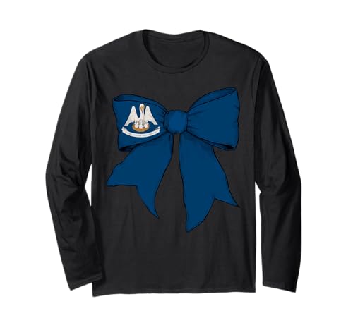 Kokettenschleifenband für Mädchen, Flagge des US-Bundesstaates Louisiana Langarmshirt Kokettenschleifenband für Mädchen, Flagge des US-Bundesstaates Louisiana Langarmshirt von Womens Coquette Bow Louisiana Heritage Flag Gifts