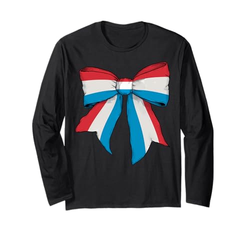 Luxemburg Luxemburger Pride Flag Girl Coquette Bow Ribbon Langarmshirt Luxemburg Luxemburger Pride Flag Girl Coquette Bow Ribbon Langarmshirt von Womens Coquette Bow Luxembourg Heritage Flag Gifts
