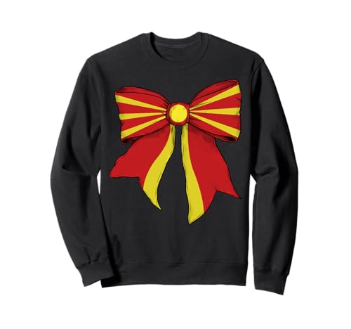 Makedonien mazedonische Flagge Mädchen Kokette Schleife Band Sweatshirt von Womens Coquette Bow Macedonia Heritage Flag Gifts
